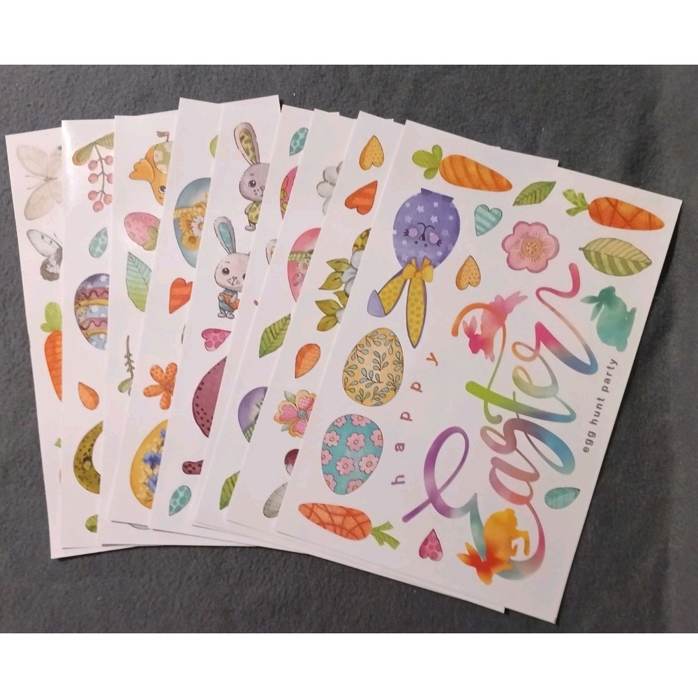 9pc Easter Day Eggs Gnome Window/Door/Wall Clings 12x8in each